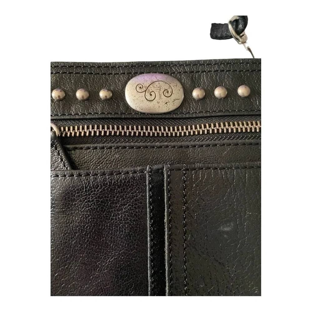 BRIGHTON-BLACK LEATHER CROSSBODY BAG